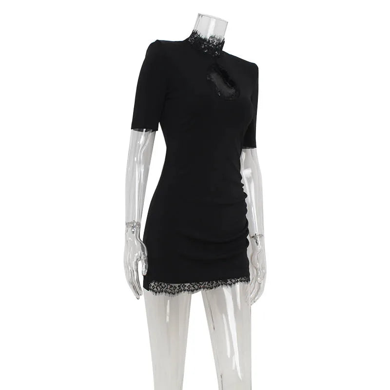 Laura-Vestido Bodycon de Mujer con Encaje y Patchwork