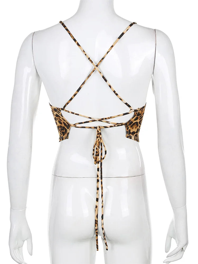 Monica-Camiseta de Tirantes de Mujer con Estampado de Leopardo