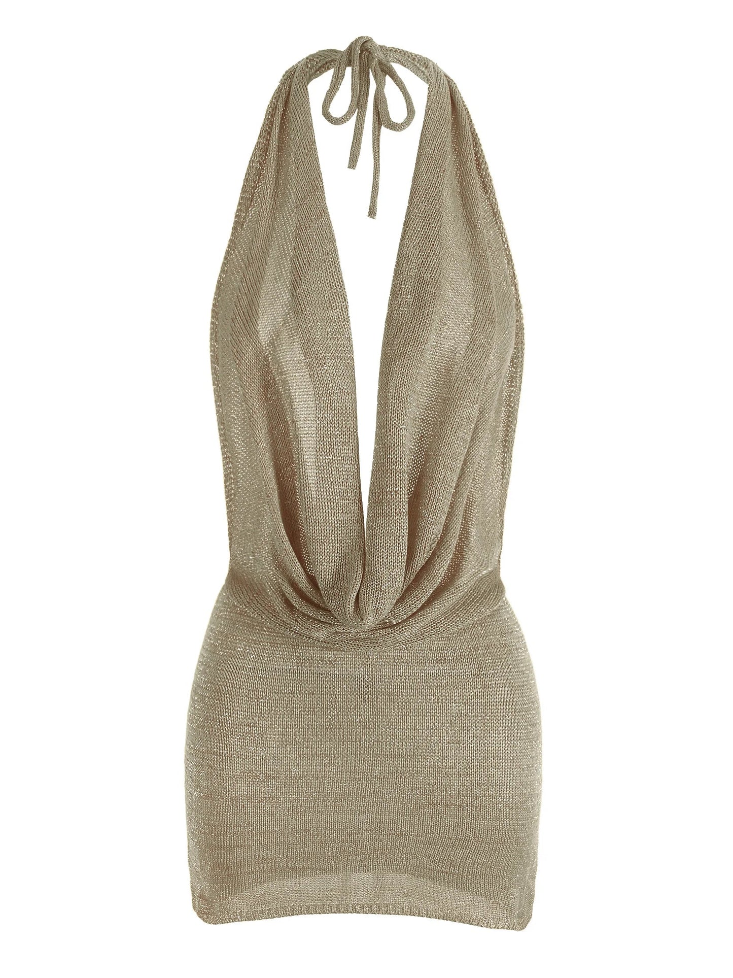 Vestido Mini de Escote en V Profundo y Espalda Descubierta