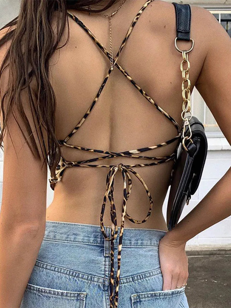Monica-Camiseta de Tirantes de Mujer con Estampado de Leopardo